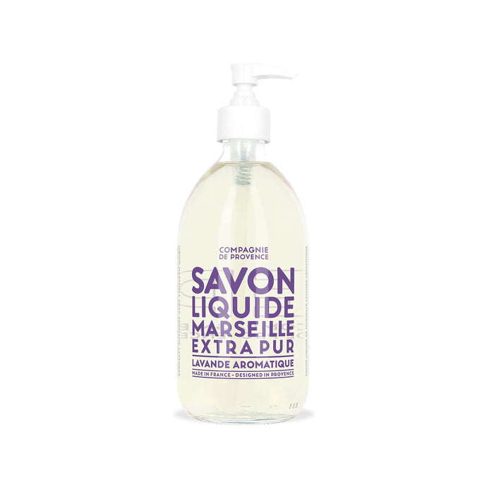 Compagnie de Provence Savon de Marseille Extra Pure Liquid Soap - Aromatic Lavender - 16.7 Fl Oz Glass Pump Bottle