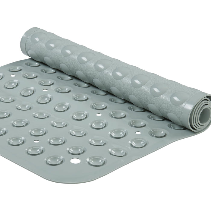 YANZIFLY Bathtub Mat for Shower: Soft Silicone 16X40 Inch Bath Mat Non Slip with Suction Cups Tub Mat for Bathroom for Kids Elderly Extra Large Shower matt Machine Washable - Grey