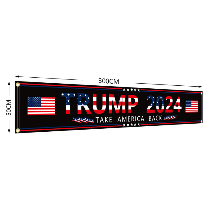 Generic Trump 2024 Banner 120"" x 20"" Decorations Take America Back Black Red Star America Yard Sign Flag with 4 Brass Grommets protection Fade Resistant for Outdoor