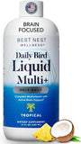 Best Nest Wellness Kids Liquid Multivitamin: Methylated Vitamins, Whole Food, Vegan, B12, Gluten-Free, Non-GMO Methylfolate Daily Kids Multivitamin Liquid with Brain Support, Tropical Flavor, 16oz