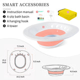 Fabulas Sitz Bath for Toilet Hemorrhoids Postpartum Care, Perineal Soaking Bath Over The Toilet Seat, Collapsible Sitz Basin with Flusher for Vaginal Anal Inflammation Treatment, Yoni Steam Seat