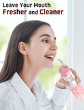 YaFex Water Flosser Oral Irrigator - Portable Water Teeth Cleaning Pick, Rechargeable Dental WaterJet with DIY Mode, 5 Tips, Travel Case (Pink)