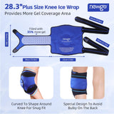 NEWGO XXXL Knee Ice Pack Wrap for Knee Replacement Surgery, Reusable Gel Cold Pack Knee Icing Wrap Around Entire Knee for Knee Injuries, Meniscus Tear, ACL, Swelling - Blue