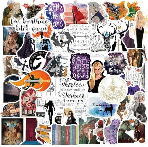 50Pcs Throne of Glass Stickers for Kids Funny Novel Stickers Decals for Water Bottles Laptop Book Skateboard Phone, Book Stickers for Teens Students Teachers Women