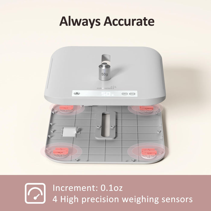 Multifunctional Baby & Pet Scale - Weigh Up to 330lbs, Digital with Hold Function, Height Measurement, 5 Units, LED Screen Grey