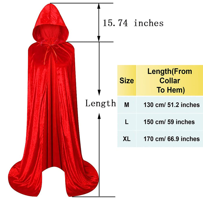 LHJ Unisex Hooded Halloween Christmas Cloak Costumes Party Cape Red