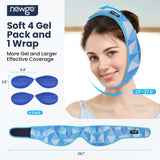 NEWGO Wisdom Teeth Ice Pack Head Wrap Jaw Ice Pack for Face Oral Surgery Pain Relief, FSA or HSA Face Ice Pack with 4 Hot/Cold Packs for Facial, Chin, Jaw-Blue