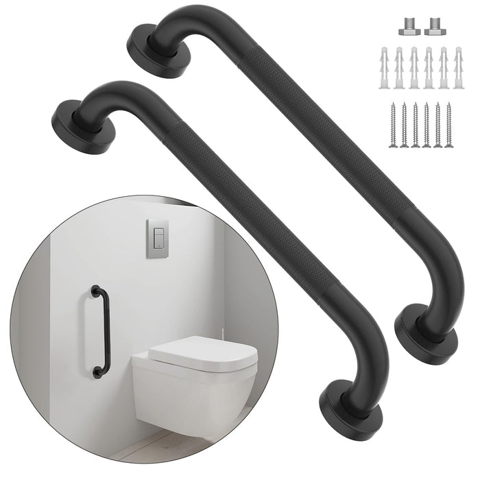 20 Inch Anti Slip Shower Grab Bar Oil Rubbed Black 1.25" Diameter,Munzong 2 Pack Bathroom Grab Bar, Knurled Bathroom Balance Bar,Safety Hand Rail Support Handicap Elderly Senior Assist Bath Handle