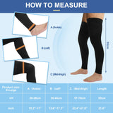 Zhanmai 2 Pairs Men's Thigh High Compression Stockings Footless 20-30 mmHg Compression Leg Sleeves Thigh High Graded Compression with Silicone Band for Men Sport Running Edema Swelling Black XL