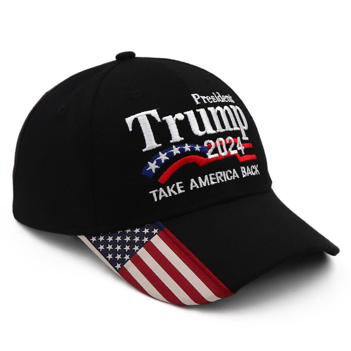 Trump Merchandise Trump Hat 2024 for President MAGA Hat Make America Great Again with USA Flag Cap Donald Trump Gifts Black