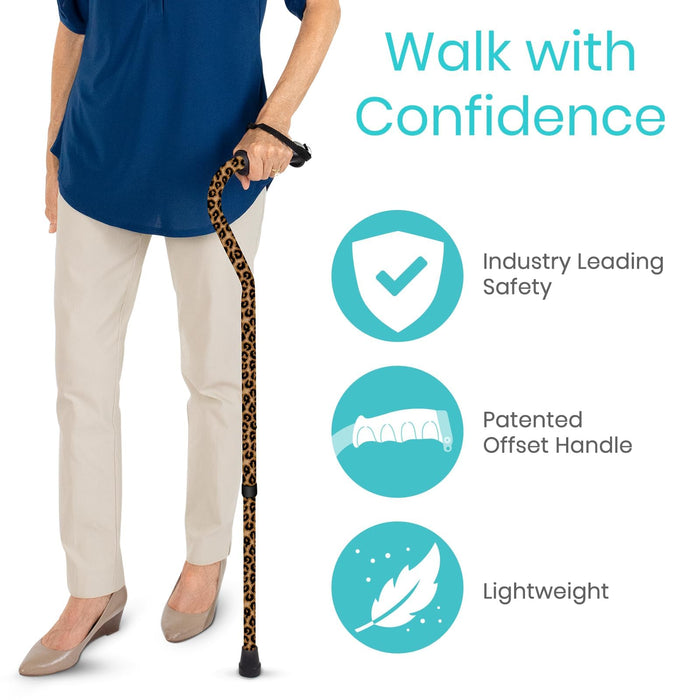 Vive Walking Cane for Women, Men, Elderly - Patented Offset Grip - Lightweight Adjustable Walking Aid with a Non-Slip Tip - Sturdy Balancing Mobility Aid for Seniors