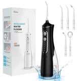 Water Flosser,Water Flosser Cordless,Uthvouxy Portable Dental Flossers with 4 Modes 5 Tips,Dental Care,Waterproof Oral Irrigator Rechargeable Powerful Teeth Oral Cleaner for Home & Travel-Black