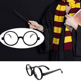 JANEMO Wizard Glasses，Round Wire Glasses for Halloween Party,Kids Halloween Accessories,Wizard Costume Cosplay for Adults, Men (Plastic)