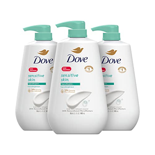 Dove Sensitive Skin Body Wash, Hypoallergenic and Paraben-Free, 30.6 fl oz (Pack of 3)
