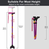 LIXIANG Walking Cane for Women for Stability Seniors Balance Folding Foldable Canes for Men Heavy Duty Adjustable Travel Collapsible Fashionable Fancy Decorative Unique Cool Cane Purple