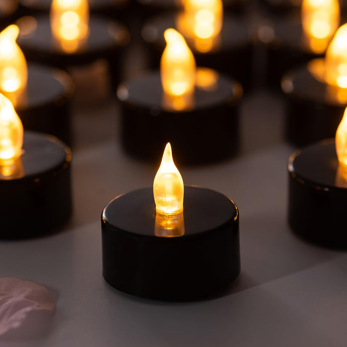 Pandaing Flameless Tealight Candles, 40 Pack, Batteries Included, Black