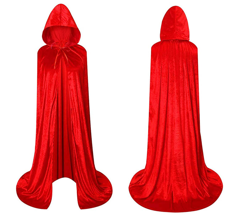 LHJ Unisex Hooded Halloween Christmas Cloak Costumes Party Cape Red