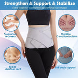 Paskyee Postpartum Belly Band, Abdominal Binder Post Surgery Belly Wrap, C Section Recovery Must Haves, Girdle for Postnatal Care, Waist/Pelvis Belt for Back Pain Relief Grey S/M