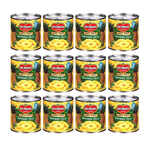 Del Monte MONTE Sliced Pineapple in 100% Juice, Canned Fruit, 12 Pack, 15.25 oz Can 15.25 Ounce (Pack of 12)