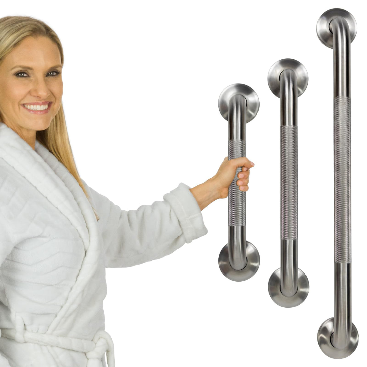 Textured Grab Rails Vive Textured Grab Bar for Bathtubs and Showers - Handicap Bathroom Sa