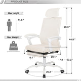 Qulomvs Mesh Ergonomic Office Chair with Footrest Home Office Desk Chair with Headrest and Backrest 90-135 Adjustable Computer Executive Desk Chair with Wheels 360 Swivel Task Chair