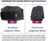 AllyFlex Sports® Lightweight Back Brace for Men & Women Under Uniform, Dual Medical 3D Lumbar Pads for Lower Back Pain Relief, Breathable Mesh with Adjustable Stapes for Back Stress - XS/S