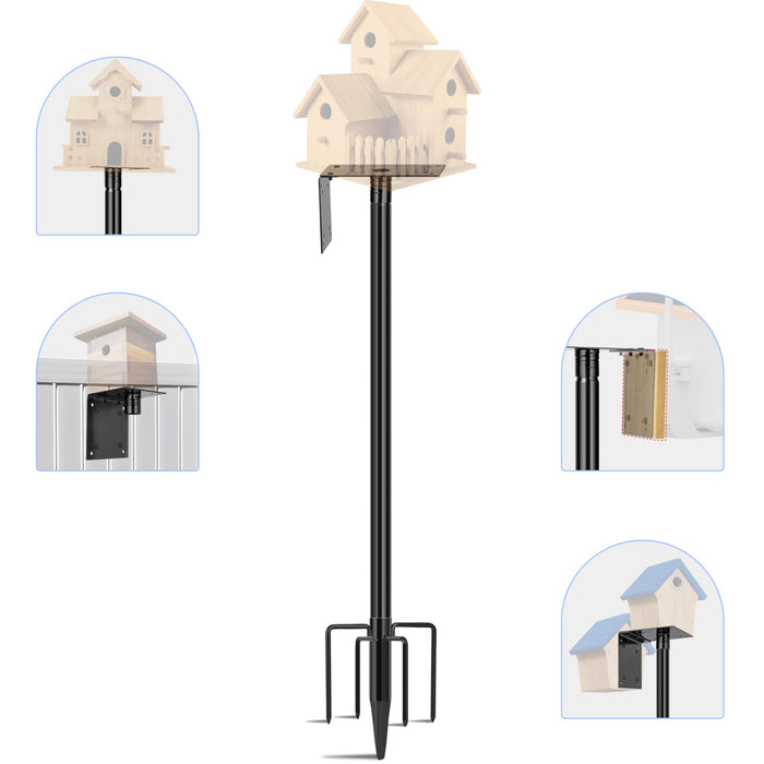 Ottsuls Bird Feeder Pole, 76 Inch Heavy Duty Bird House Pole Kit for Outdoors, with Wooden Board, 5-Prong Base Feeding Station for Wild Birds Watching, Adjustable Feeder Stand (House Not Included)