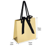 SHYRABBIT 10pcs Gold Gift Bags with Handles,5.5x2.8x5.9Inch Small Jewelry Paper Bags,Small Gift Bags,Gold gift bags with Bow,Christmas Gift Bags,Cosmetics paper bags