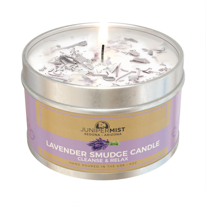 JUNIPERMIST Lavender Sage Smudge Candle (6 Oz) - for Meditation & Cleansing Negative Energy - Made in USA with Soy Wax, Essential Oils, Sage - Smokeless Alternative to Sage Smudge Sticks