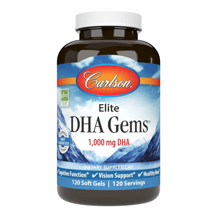 Carlson - Elite DHA Gems, 1000 mg DHA, Wild Caught, Sustainably Sourced, Brain Function & Healthy Vision, 120 Softgels