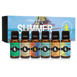 Summer - Gift Set Of 6 Premium Fragrance Oils - Watermelon, Caribbean Escape, Coconut Cream, End Of The Rainbow, Pina Colada and Summer Boardwalk - 10ML