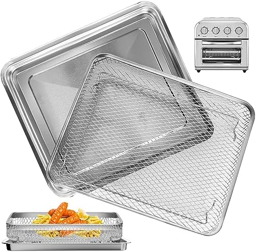 Air Fryer Tray Replacement for Cuisinart TOA-28 AFR-25 Toaster Air Fryer Convection Oven, 10.7 * 9.8'' Non-stick Mesh Air Fryer Steel Basket Wire Rack Accessories Parts, Dishwasher Safe