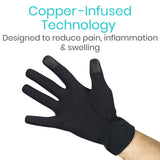 Vive Copper Arthritis Gloves - Full Hand Compression Touchscreen Finger - For Carpal Tunnel, Rheumatoid, Joint Pain, Inflammation - Flexible Wrist and Thumb Pressure Relief for Typing - For Men, Women