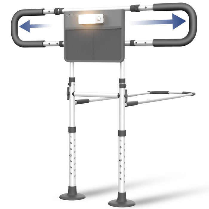 Agrish Bed Rails for Elderly Adults Safety - FSA/HSA Eligible with Motion Light & Storage Pouch - Bed Assist Rails for Seniors, Surgery Patients & Handicap, Fit King Queen Full Twin Bed