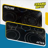 Cerama Bryte Combo Kit POW-R Grip, Scraper, Pad & Removes Tough Stains Cooktop and Stove Top Cleaner for Glass - Ceramic Surfaces, 10 Ounces, 4 Piece