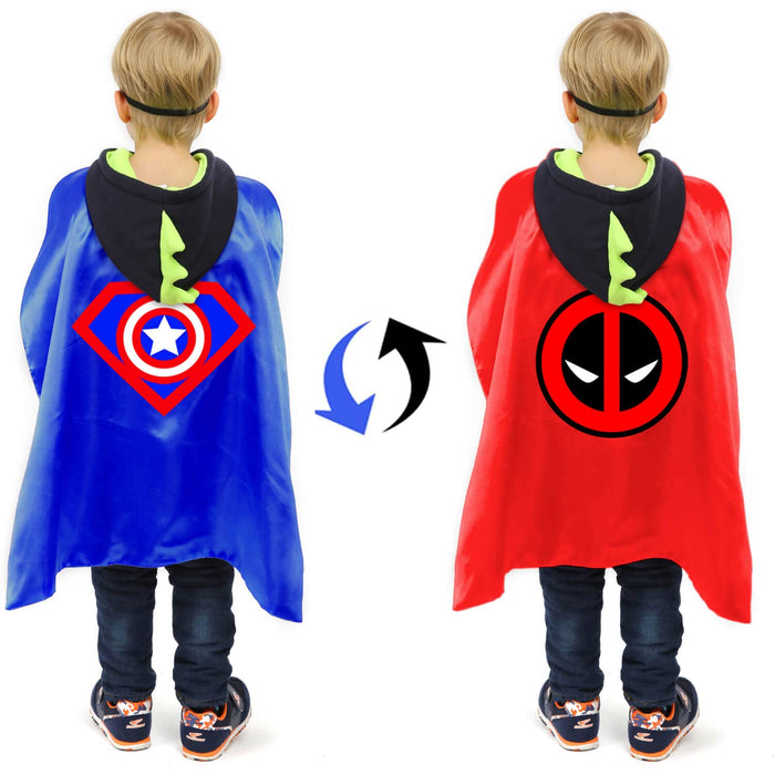 VOSOE Superhero Capes and Masks Double Side Dress up Costumes Christmas Cosplay Festival Birthday Party Favors for Kids (Double 4 sets)