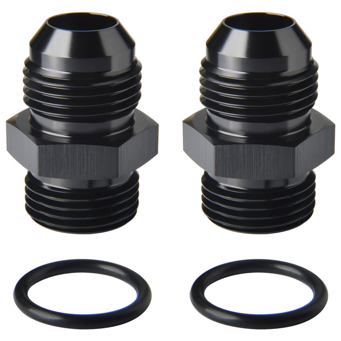 Podavelle 12AN Male Flare to 12AN ORB O-ring Boss Fuel Pump Rail Adapter Fitting Aluminum Black, Pack of 2
