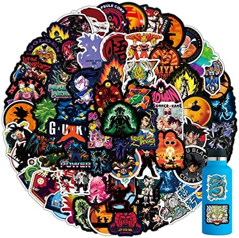102pcs Anime Dragon Bal Stickers for Kids/Teens, Waterproof Anime Cartoon Stickers for Water Bottle Guitar Laptop, Vinyl Decal for Phone Skateboard Travel Case