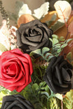 Floroom Artificial Flowers 50pcs Real Looking Black Foam Fake Roses with Stems for DIY Wedding Bouquets Centerpieces Arrangements Party Tables Home Halloween Decorations