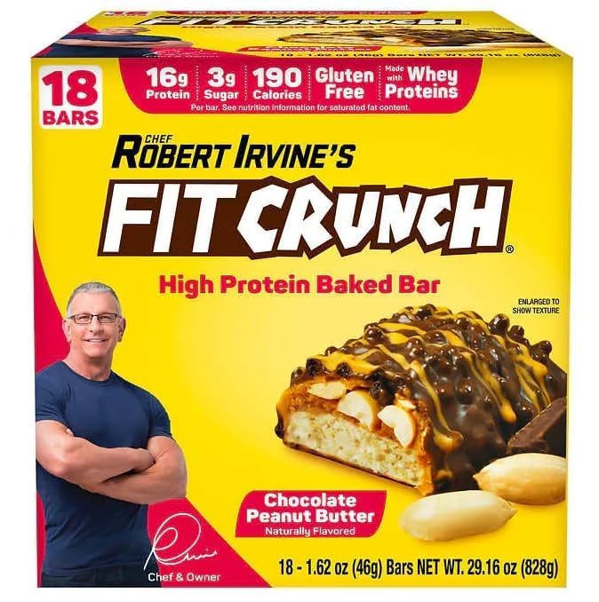 Generic Chef_Robert_Irvine’s Fit_crunch Whey Protein Bars, 18-count, 1.62oz, Chocolate Peanut Butter