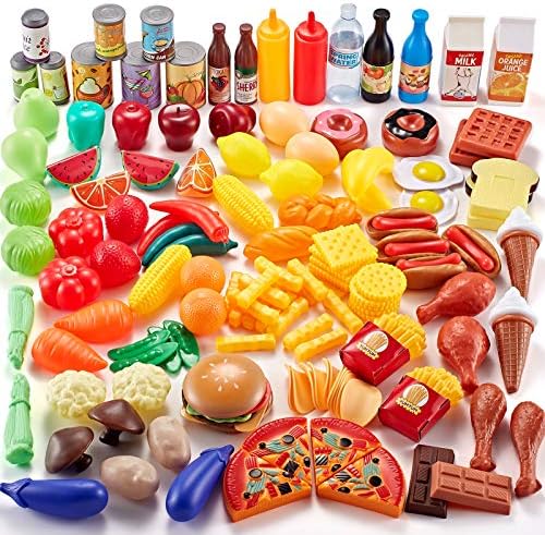 Play Food Sets,143Pcs Play Kitchen Accessories,Toy Food for Toddler, Fake Food Toys with Storage Bag, Pretend Food for Kids , Toy Kitchen Accessories for Boys Girls, Daycare Educational Toy