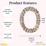 SILKIE x4 Set 100% Pure Mulberry Silk Pink Nude Neutral Skinny Scrunchies Travel Pouch Everyday Hair Ties Elastics Hair Care Ponytail Holder No Damage (Nudes)