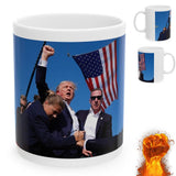 krautain Trump Survives Shot Mug, 2024 Donald Trump Coffee Mug, Trump Attempt Assassination Mug Shooting, Trump Fight Mugs and Coffee Cups, 11oz Support Trump Election Mug for Dad, Trump Merchandise