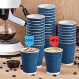 16 oz Disposable Coffee Cups with plastic Lids - Double Wall Paper Cups Set for Tea Espresso Hot and Cold Drinks Insulated Travel-Friendly Perfect for Parties Christmas Reusable - Blue 50 Pack