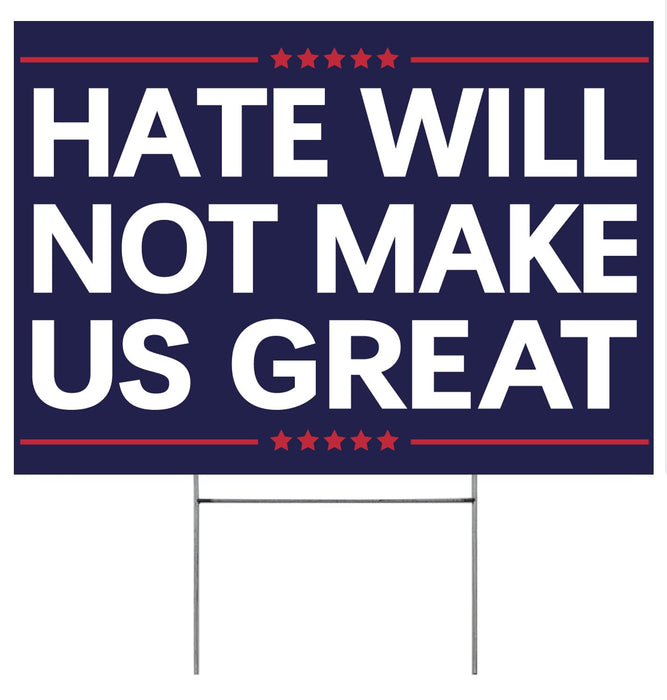 Vrogadso Anti Trump Yard Signs Hate WIll Not Make America Great Sign Political Campaign Election Lawn Trump Yard Sign with Yard Stake 12''x18'' Large