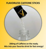 Alpha Caffeine Flavorless Energy Sticks - turn ANY drink into an energy drink! 200mg Caffeine I Fast Energy l 15 Sticks