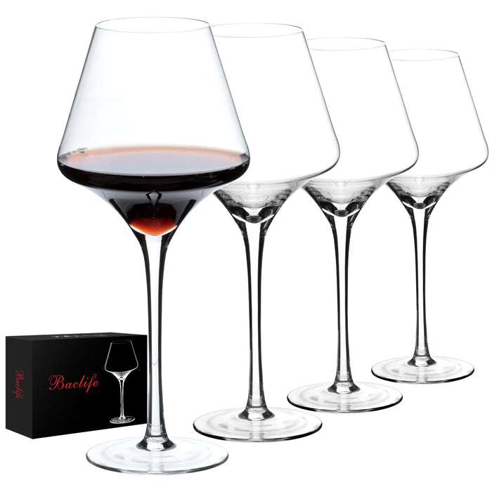 BCALIFE Red Wine Glasses Set of 4 – 20 oz Premium Crystal Wine Glass With Long Stem – Hand Blown Large Burgundy Wine Glasses – Unique Gift for Wedding, Anniversary, Christmas