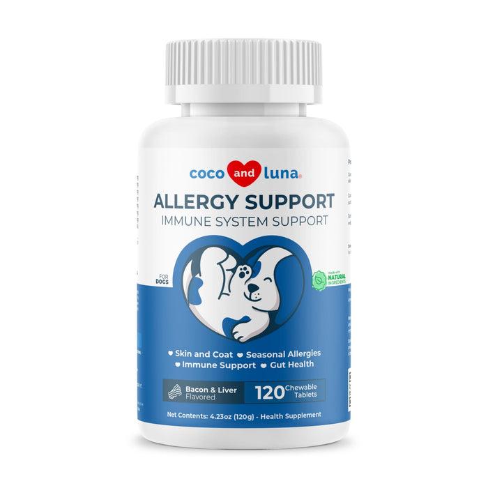 Allergy Support for Dogs - 120 Chewable Tablets - with Dog Probiotics for Itchy Skin - Dog Itch Relief, Allergy Relief for Dogs, Skin Soother for Dogs, Itch Relief for Dogs