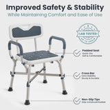 PELEGON Shower Chair (450lb) with Padded Armrests and Back, Shower Chair for Elderly and Disabled, Adjustable Height Shower Seat, Heavy Duty Shower Chair for Inside Shower, Handicap Shower Chair- Teal