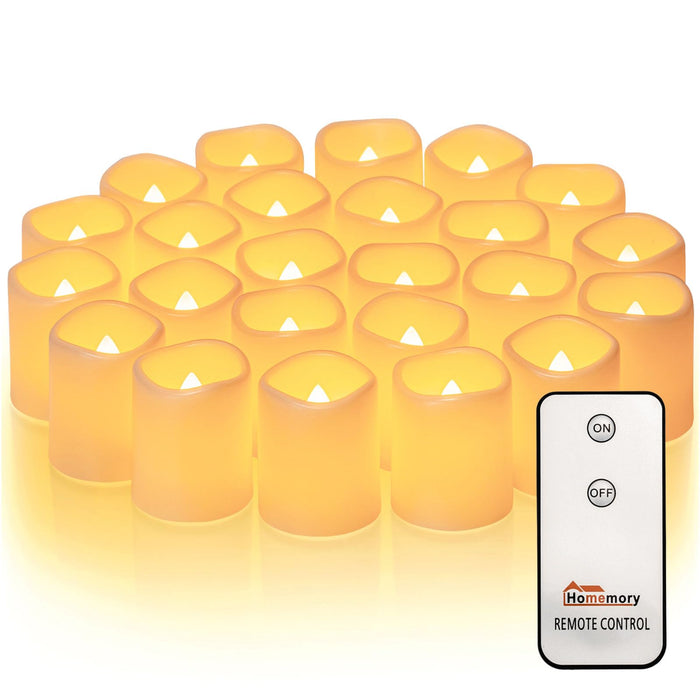 Homemory Flameless Votive Candles with Remote, 12Pack Flickering Battery Operated LED Tealight Candles, Realistic Fake Candle for Wedding, Christmas Decor(Amber Yellow,Battery Included)